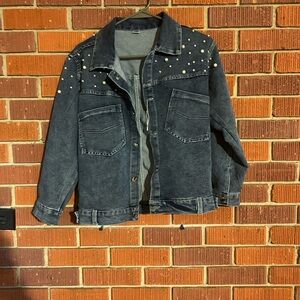 Girls Jean Jacket with Pearls